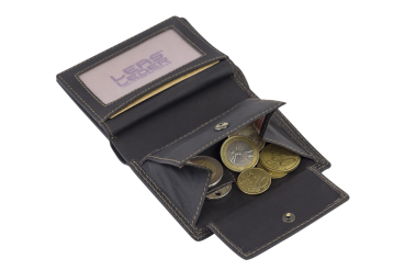 Mini Geldbörse extra dünn mit Klappe im Hochformat LEAS MCL in Echt-Leder, braun
